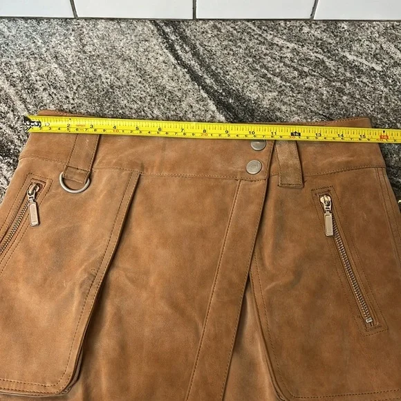 Free People Tan Carson Utility Faux Leather Wrap Skirt Size 4 - Picture 5 of 6